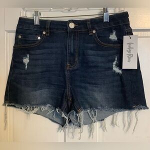 Indigo Rein Cut-Off Shorts Juniors Size 9 Blue Jean Denim Raw Hem (9/28)